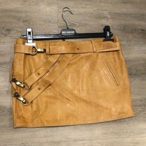 Aje Designer Leather Skirt with Buckle Detail